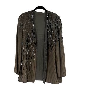 pewter 100% silk beaded  jacket M